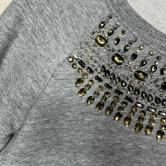 BCBGMaxAzria Heather‎ Grey Bead Embellished Sweatshirt Size S - Picture 4 of 7